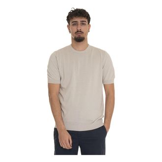 Gran Sasso Round-neck Knitwear, male, Beige, 2XL, Short Sleeve Cotton Pullover