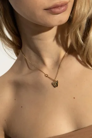 Coach Necklace With Butterfly-shaped Pendant, Womens, Gold