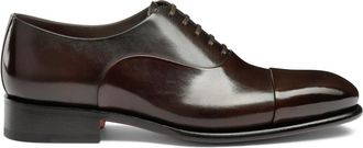 Santoni Leren Oxford Veterschoen - Heren - Nette schoenen - Bruin - 42 EU - Leer - Schoenen