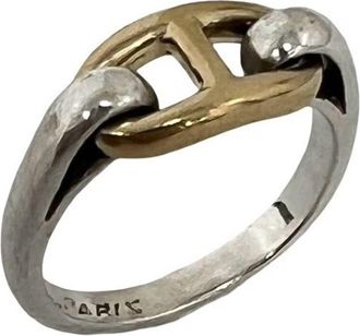 Herm&egrave;s Gold Silver Yellow Gold (18K) Silver 925 Band Ring (Pre-Owned)