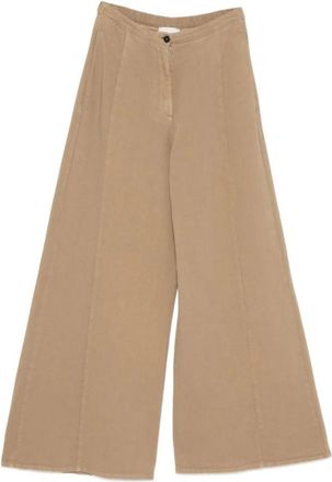 Forte_Forte My Pants - Dames - Wijde Broeken - Beige - M - Katoen - Broeken