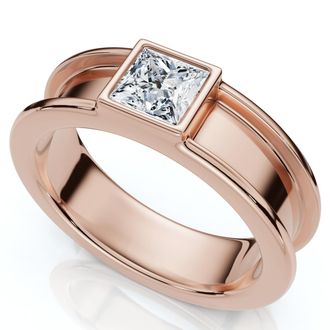Pompeii3 Mens Bezel Set Diamond Solitaire Wedding Ring 14k Gold Lab Grown