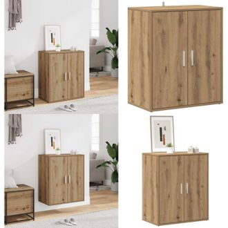 vidaXL Scarpiera Rovere Artigianale 60x35x70 cm in Legno Multistrato - Scarpiera con ante - Scarpiera multistrato