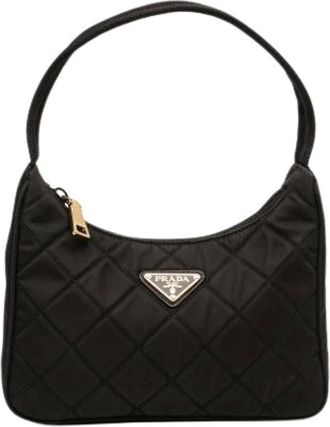 Prada Pre-owned Shoulder Bags, female, Black, Size: ONE SIZE Pre-owned Quilted Nylon Shoulder Bag