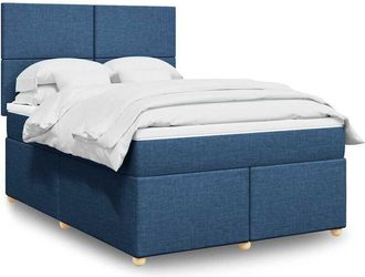 vidaXL Vidaxl - Cama Box Spring Con Colch&oacute;n Tela Azul 140x190 Cm