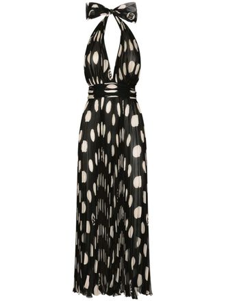 Dolce & Gabbana polka-dot pleated midi dress - Black
