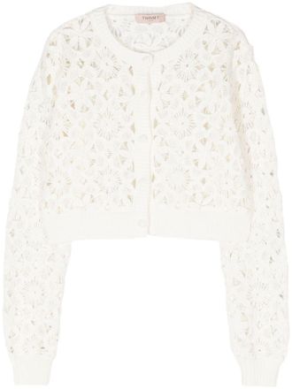 Twin-Set Cardigan crop a fiori - Bianco