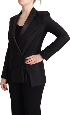Costume National Womens Black Long Sleeves Double Breasted Jacket Cotton Blend Clothing