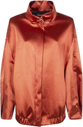 Dries Van Noten Satin Bomberjack - Dames - Bomber jackets - Oranje - XS - Katoen - Jassen