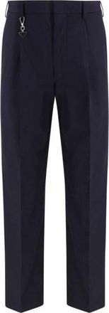 Prada Tailored Cotton Poplin Pants - Heren - Nette broeken - Blauw - XL - Katoen - Broeken