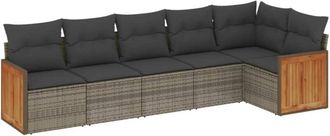 vidaXL Vidaxl - Set De Muebles De Jard&iacute;n 6 Pzas Y Cojines Rat&aacute;n Sint&eacute;tico Gris