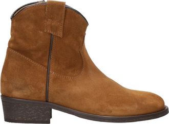 Via Roma 15 Bruine leren enkellaarsjes - Dames - Cowboylaarzen - Bruin - 40 EU - Leer - Schoenen