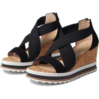 Pelle Moda Pelle Moda Medina Sandals Womens Black Crisscross Strap Wedge Heel ZAP2678
