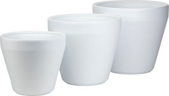 OEM Juego De 3 Macetas Blancas De Purea Para Jard&iacute;n