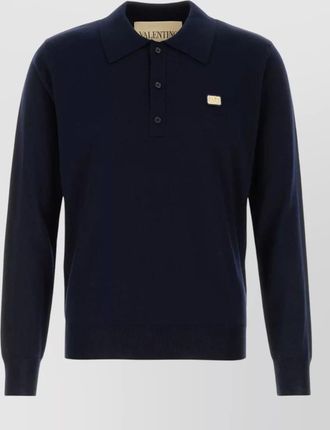 Valentino Garavani long sleeve wool polo knit shirt