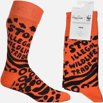 Happy Socks Mens Stop Illegal Wildlife Trade WWF Socks, Orange/black - Size: 10/9.5/9/10.5/11/11.5/12/12.5