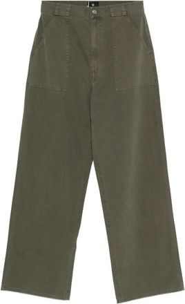 Anine Bing Olijfgroene Hoge Taille Broek - Dames - Straight fit broeken - Groen - W25 - Broeken