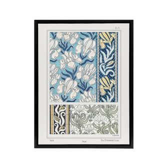 Artery8 Iris Flower Framed Canvas Wall Art Print Vintage Floral Verneuil in Blue | Size: W24 x H32