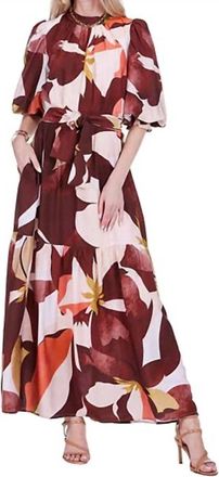 Jade Yoga Pleated High Neck Maxi Dress In Harvest Rhythm