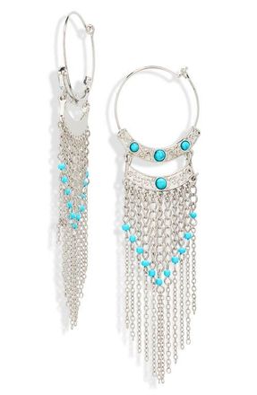 BP. Boho Drop Earrings in Rhodium- Turquoise at Nordstrom