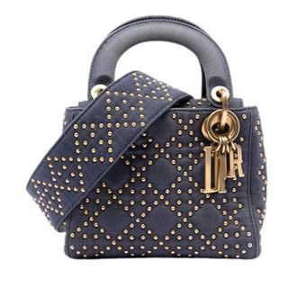 Dior Pre-owned Lady Dior Satchel - Dames - Pre-owned - Blauw - Maat: ONE Size Denim