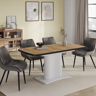 Vicco Mesa De Comedor Fenaro, Blanco/negro, 120 X 80 Cm Extensible, Vicco
