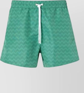 Missoni mid length zigzag drawstring swim shorts