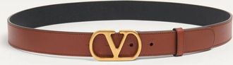 Valentino Garavani Cintura VLogo Signature In Vitello Lucido 30 Mm Uomo DEEP CARAMEL 085