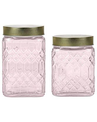 10 Strawberry Street Set of 2 Lenox Textured Graduated Glass Canisters