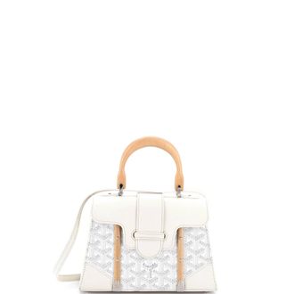 Goyard Structured Saigon Top Handle Bag Coated Canvas with Leather Mini