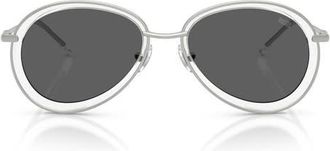 Diesel DL1016 54mm Oval Sunglasses in Matte Silver /Solid Grey at Nordstrom