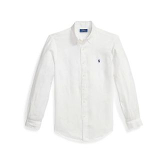 Polo Ralph Lauren Casual Shirts, male, White, Size: 2XL Linen Shirt
