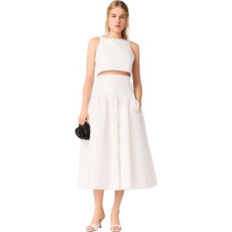 Maje Jewelled collar taffeta crop top in White at Nordstrom, Size 42 Eu