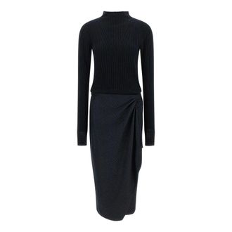 Pinko Pinko - Dianella Midi Jurk - Dames - Jurken - Blauw - Maat: XL Wol