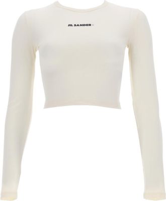 Jil Sander White Logo Crew Neck Top