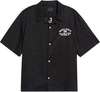 PacSun Buster Short Sleeve Button-Up Camp Shirt in Black at Nordstrom, Size X-Large