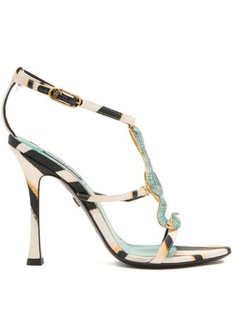 Roberto Cavalli Ray Of Sea strappy heeled sandals - women - Rubber/Fabric/Fabric/Crystal - 40 - Blue