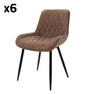 ML Design Lote de 6 sillas de comedor de piel sintética, marrón