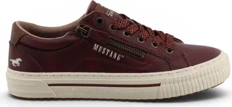 Mustang Womens Burgundy Faux Leather Trainer Sneaker Casual Shoes - M0112011