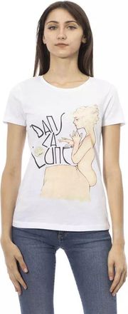Trussardi Womens Dans La Lune Tshirt Short Sleeves - White Cotton - Size Small