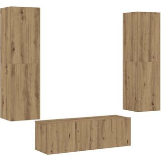 vidaXL Vidaxl - Muebles De Tv De Pared 3 Uds Madera Ingenier&iacute;a Roble Artesanal