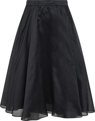 Max Mara Zijden Cirkelrok - Dames - Midirokken - Zwart - M - Katoen - Rokken