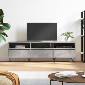 vidaXL Vidaxl - Mueble De Tv Madera Contrachapada Gris Hormig&oacute;n 150x30x44,5 Cm