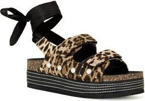 Azalea Wang Makley Ankle Wrap Platform Sandal in Brown at Nordstrom Rack, Size 6.5