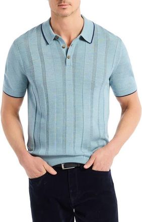Robert Graham Edvan Merino Wool Blend Polo Sweater in Slate Blue at Nordstrom, Size Xxx-Large