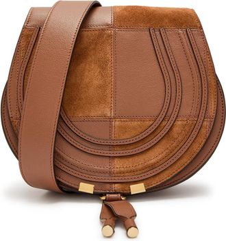 Chlo&eacute; Marcie Patchwork Grained Leather Saddle bag - Tan - One Size