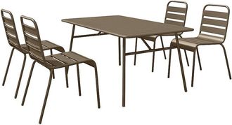 VENTE-UNIQUE.COM Conjunto de mesa y sillas para jard&iacute;n acero topo