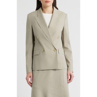 BOSS Jaleto Double Breasted Virgin Wool Blazer in Pumice at Nordstrom, Size 14