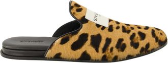 Givenchy Luipaardprint Platte Muiltjes - Dames - Slip ons - Bruin - 40 EU - Leer - Schoenen