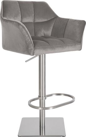 Clp Clp - Taburete De Bar Damaso Funda De Terciopelo Gris Acero Inoxidable